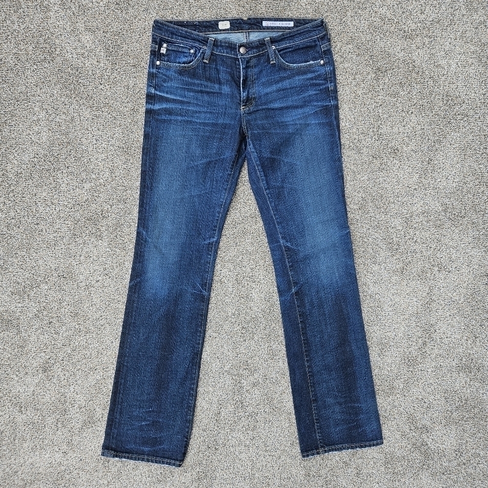 AG Adriano Goldschmied The Kiss Slim Straight Jeans Medium Wash Low Rise Sz 30R